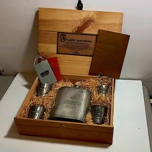 Absolut Scandia Tenn Pewter Flask and 4 Cups Boxed Gift Set